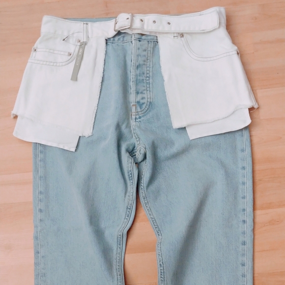 ASOS Straight Leg Jeans with Deconstructed Overlay - Picture 6 of 7